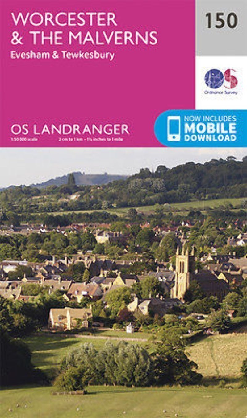 Worcester The Malverns Evesham Tewkesbury Landranger Map 150 OS Latest 