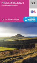 Middlesbrough Darlington & Hartlepool Landranger Map 93 Ordnance Survey Latest