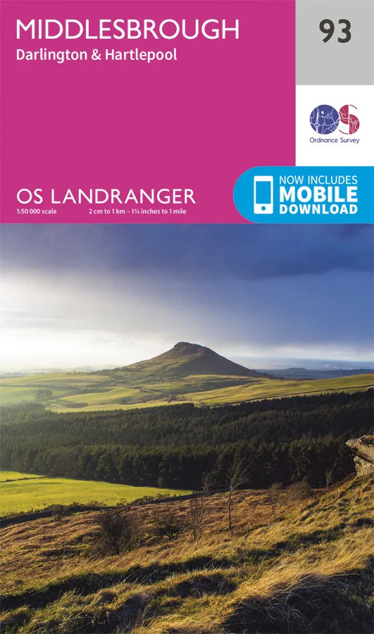 Middlesbrough Darlington & Hartlepool Landranger Map 93 Ordnance Survey Latest