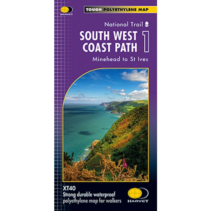 South West Coast Path 1 Harvey National Trail Map - Minehead to st ives